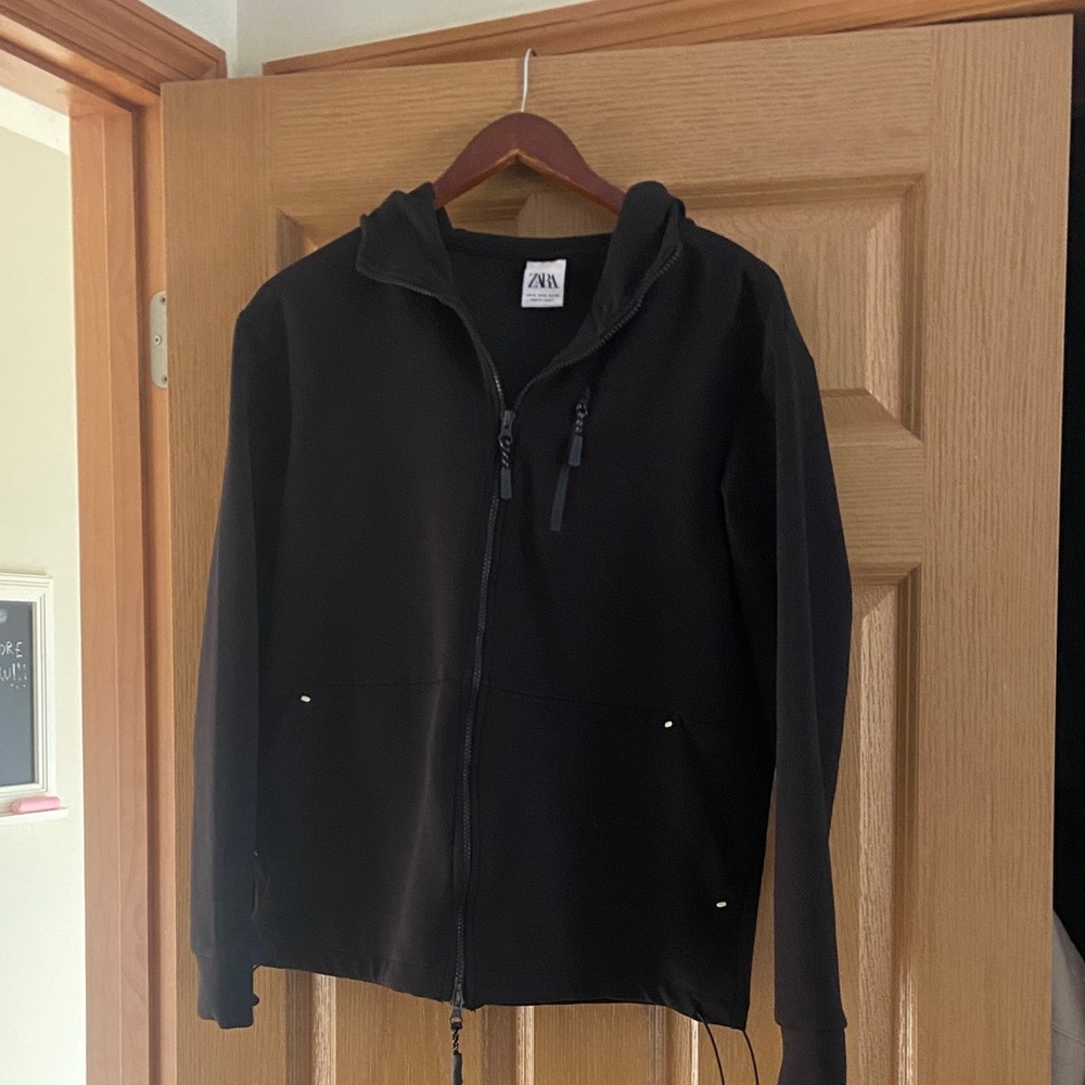 Zara Black Hooded Zip-Up Jacket